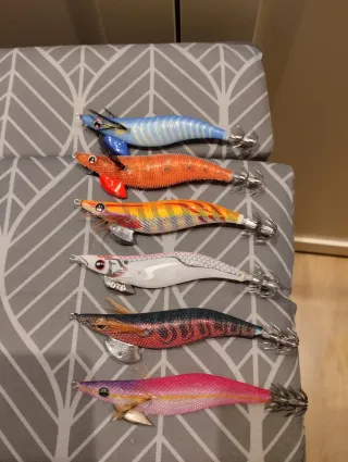 Lote señuelos , eging  Calamar y sepia 3.5