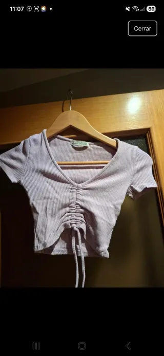 Crop Top Malva Canalé Pull&Bear Talla XS