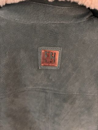 Cazadora de piel azul mujer