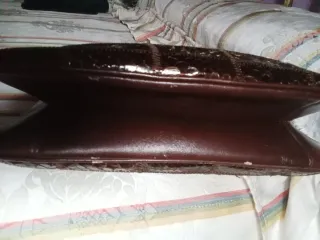 Bolso piel serpiente patchwork marrón