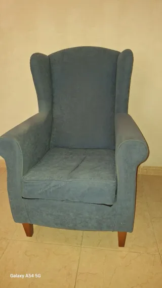 Sillón azul/gris de tela (2 unidades)