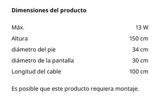 Lámpara de pie Barlast Ikea