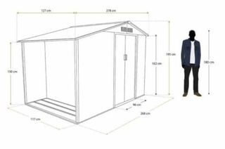 Caseta metálica con leñero Toronto 3.54m2