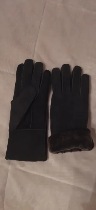 Guantes de piel forrados de pelo calentito