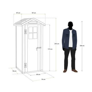 Caseta jardín resina con suelo 97x97x203 cm 1 m² Tuscany Evo 80 blanco