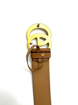 Cintura Gucci GG Fibbia Dorata Marrone