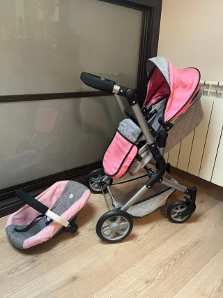 Silla de paseo para muñecas con bolso y portabebes