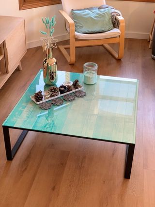 Mesa de centro cristal y metal