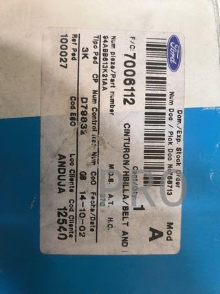 Cinturón de seguridad central Ford Escort