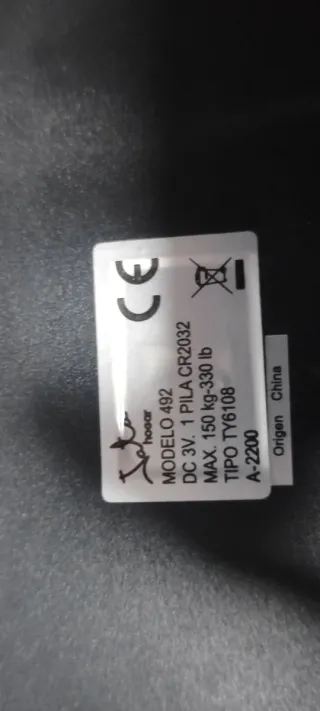 Báscula Jata modelo 492  pilas DC 3V 1 pila CR2032