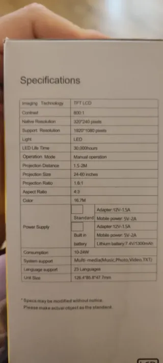 Mini Proyector Portátil