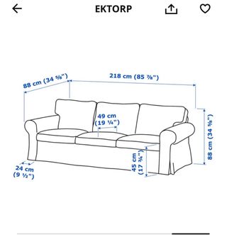 Sofá Erktop Ikea 3 plazas gris tela