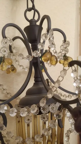 Lámpara techo metal y cristal