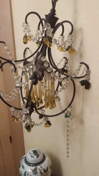 Lámpara techo metal y cristal