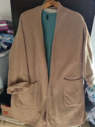 Cardigan Maxi 100% Cachemire Beige/cammello