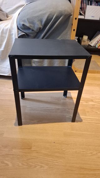 Mesita auxiliar metal negro 2 estantes