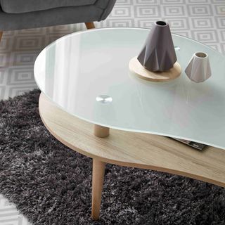 Mesa de centro cristal y madera