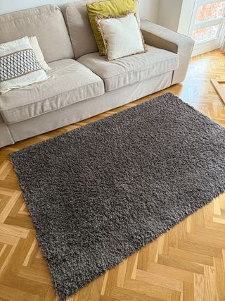 Alfombra Shaggy Marrón Gris 120x180
