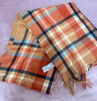 Bufanda cuadros Mango marrón y naranja