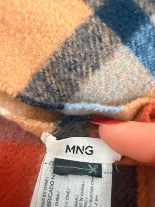 Bufanda cuadros Mango marrón y naranja