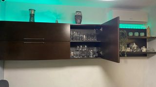 Mueble TV bajo + alto con vitrina y baldas