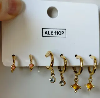 Set Pendientes Aro Luna Sol Estrella Cruz.