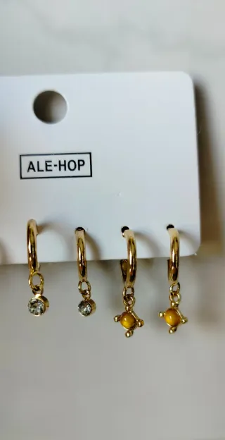 Set Pendientes Aro Luna Sol Estrella Cruz.