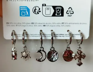 Set Pendientes Aro Luna Sol Estrella Cruz.