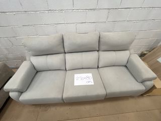 Sofá 3 plazas tela beige/gris