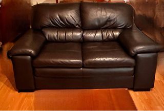 Sofá de cuero marrón 2 plazas