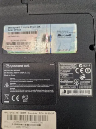 Packard Bell Portátil Blanco y Plateado