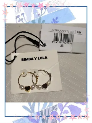 Pendientes BIMBA Y LOLA Corazón Perla Oro/Plata