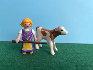Playmobil Belén niña y ternero