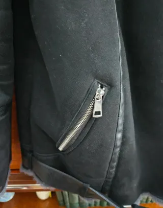 Chaquetón Zara ante negro talla S