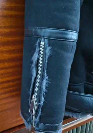 Chaquetón Zara ante negro talla S