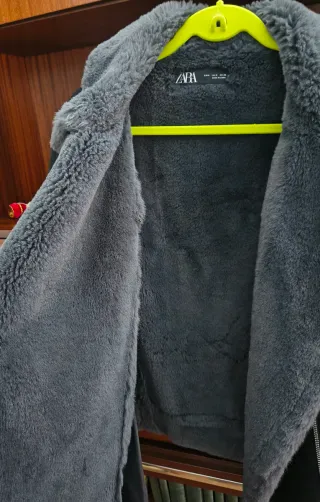 Chaquetón Zara ante negro talla S