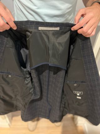 Blazer con estampado cuadros oscuros