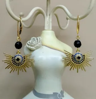 Parure Orecchini Collana Occhio onice cristallo