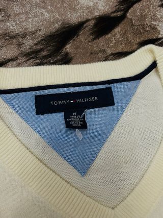 Maglione Tommy Hilfiger Uomo V-Neck Beige M