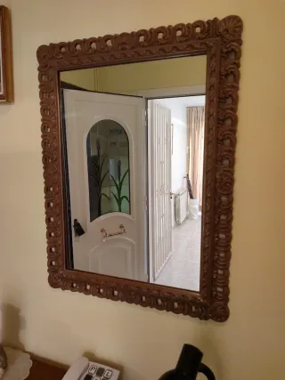 Mueble recibidor con espejo madera