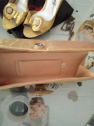 Conjunto Zapatos y Bolso Mujer Dorado