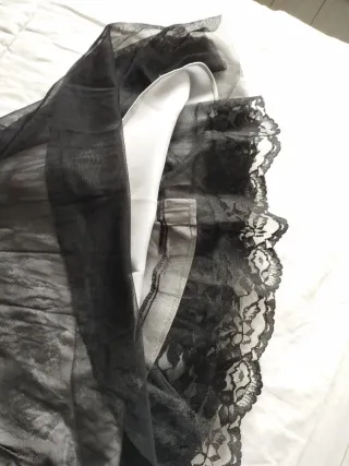 Vestido fiesta negro y gris talla S