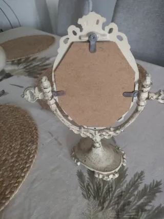 Espejo Tocador Ovalado Beige Metal