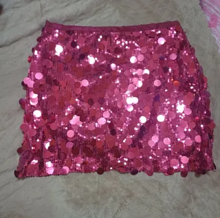 Falda mini lentejuelas rosa
