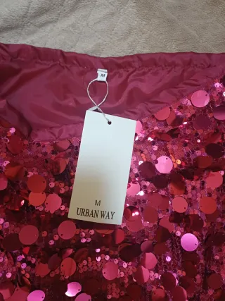 Falda mini lentejuelas rosa