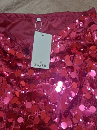 Falda mini lentejuelas rosa