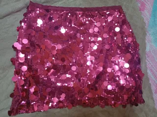 Falda mini lentejuelas rosa