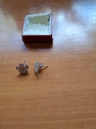 Pendientes flor plata nuevos