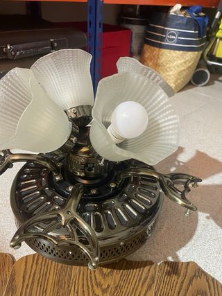 Lámpara Ventilador Madera y Metal