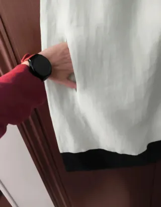 Vestido sin mangas lino blanco y negro